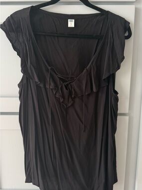 Old Navy Black Ruffle-Front Tank Top
